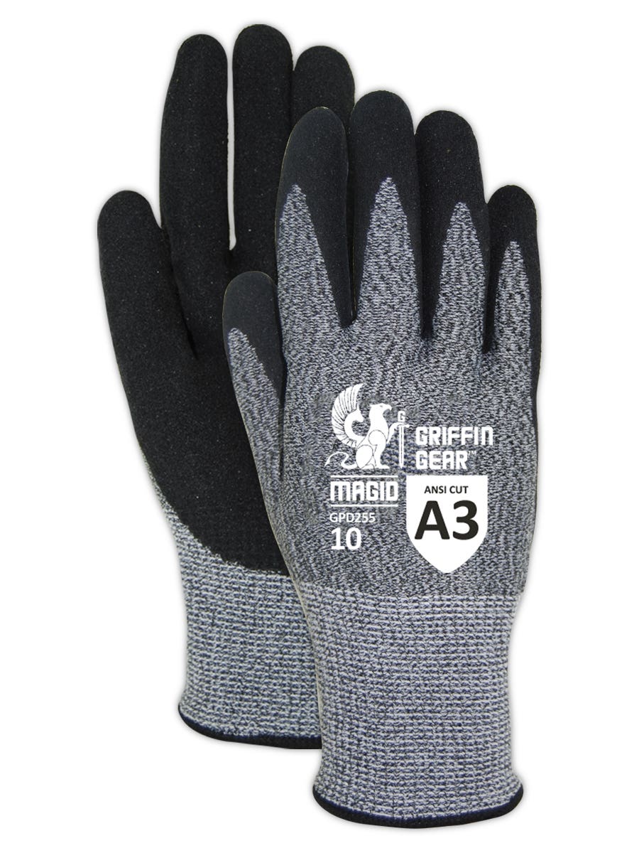 Magid Griffin Gear Hyperon Blended NitriX Grip Technology Palm Coated Work Gloves –Cut Level A3