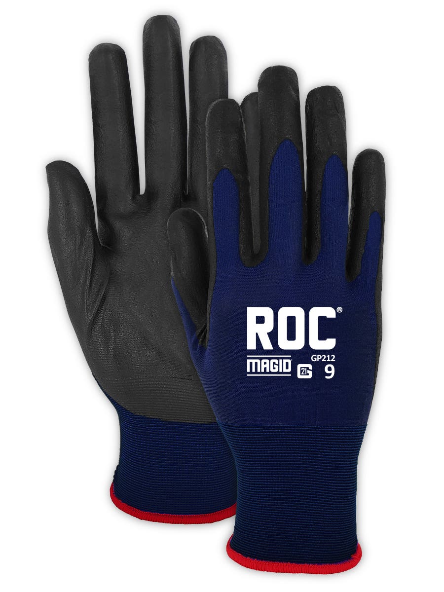 Magid&reg; General Purpose Coated Work Gloves - ROC&reg; GP212 21G Ultra-Thin Foam Nitrile Palm