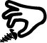 An icon of a hand picking up a small screw with thumb and forefinger outlined in black against a yellow/green background.