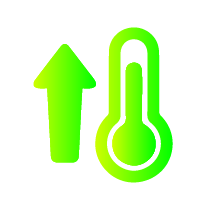 Icon of a thermostat with an arrow upwards