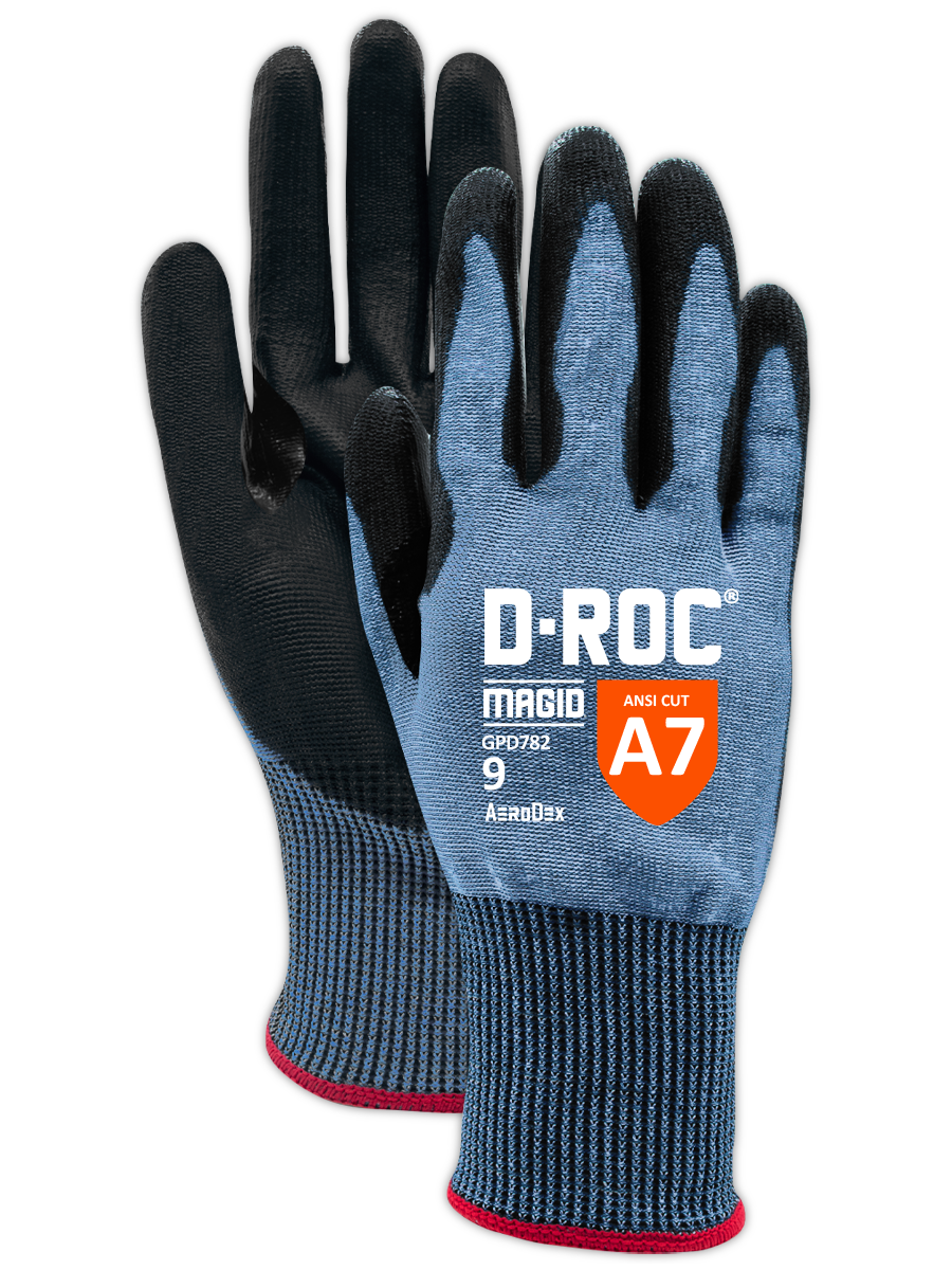 Image of a pair of cut level A7 palm-coated work gloves