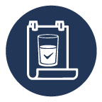 Icon of a glass filled with liquid on a poster