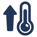 Icon of a thermometer with temperature rising