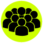 Icon of a group of people in crowded work environments