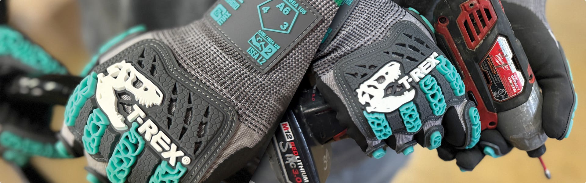 Image showing two gloves in action to represent Magid's M-FLEX DEFENSE SYSTEM®