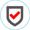 An icon of a red check mark in a shield for tracking ppe compliance 