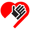 Icon of a glove on a hand inside a red heart
