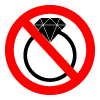 Icon of jewelry with a red circle slash over it
