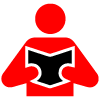 Icon of a worker reading a black book for training