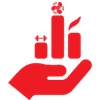 Icon of a hand holding three bars