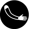 Icon of an outstretched arm wearing a protective arm sleeve