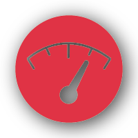 An icon of a gauge showing a high level 