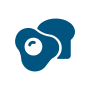 A blue/green icon depicting an egg and toast.