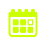 A green icon of a calendar with one day of the month emphasized.