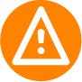 An icon of an orange circle with a white triangle inside it and a white exclamation point inside of that.