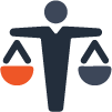An icon of a worker weighing two objects suspended from his arms