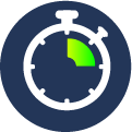 An icon showing a stopwatch with s short amount of time represented by a green area to indicate frequent urination.